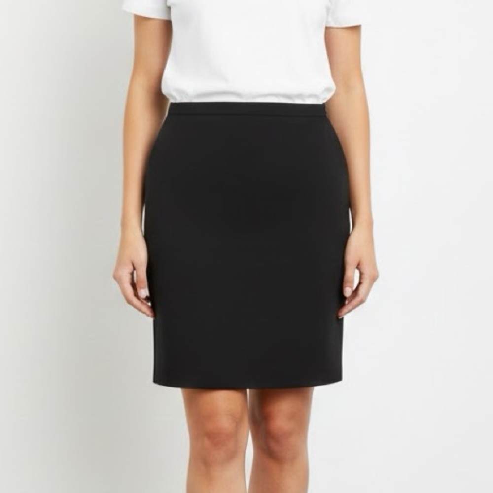 Escada Couture Vintage Black 100% Wool Mini Pencil Skirt 44